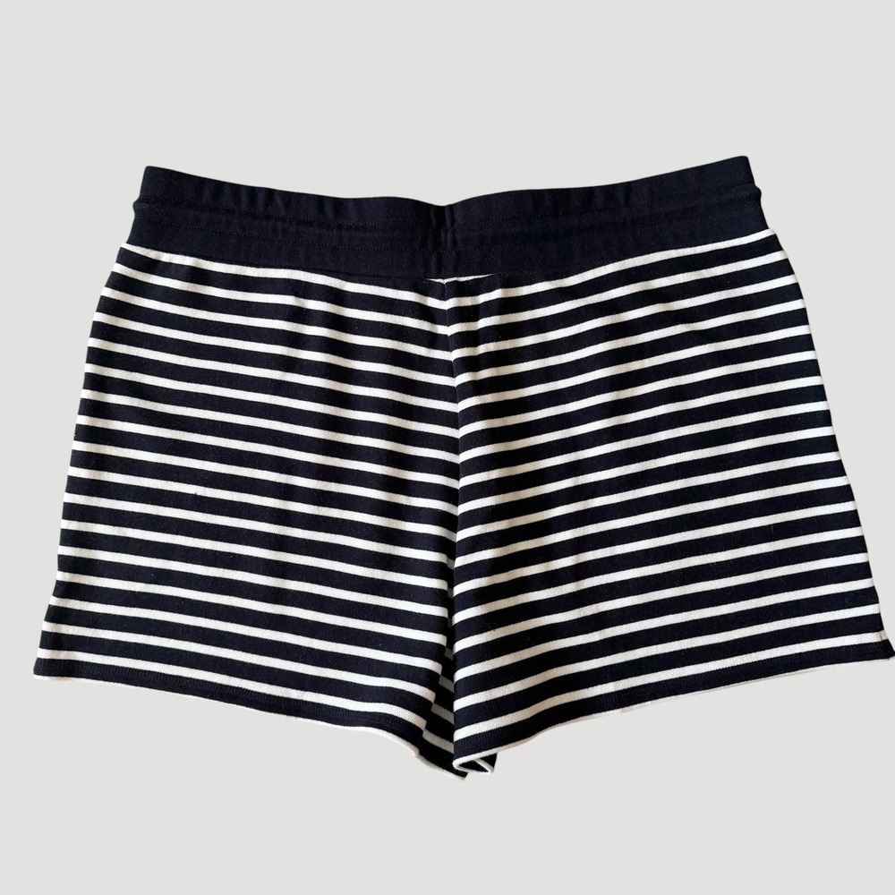 T by‎ Talbots Navy White Striped Cotton Knit Lounge Shorts XL Nautical Pockets - Picture 2 of 9